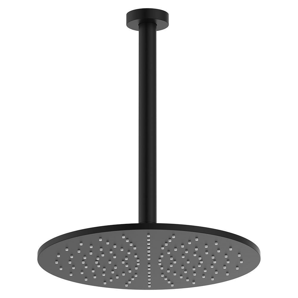 Empire Slim Ceiling Shower 300mm Head, 350mm Drop in Matte Black