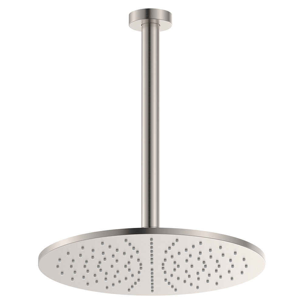 Empire Slim Ceiling Shower 300mm Head, 350mm Drop in Brushed Nickel