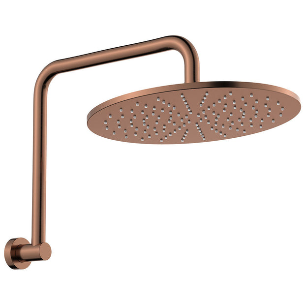 Empire Slim Gooseneck Shower Arm Set in Brushed Copper