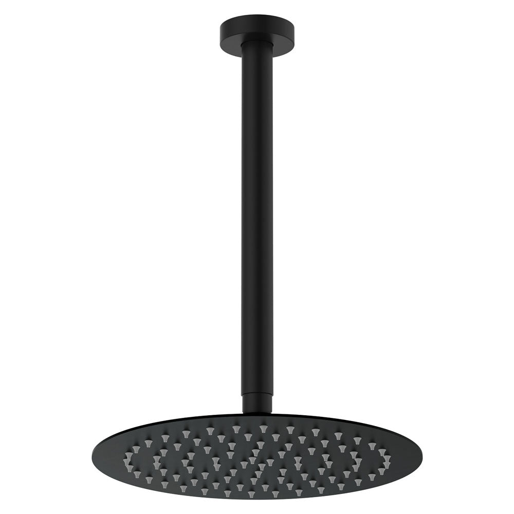 Kaya Ceiling Shower 250mm Head, 350mm Drop in Matte Black
