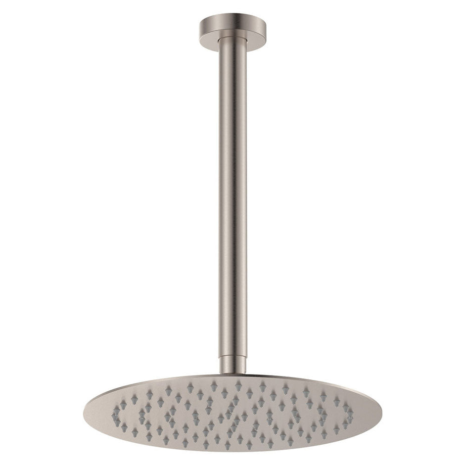 Kaya Ceiling Shower 250mm Head, 350mm Drop in Brushed Nickel