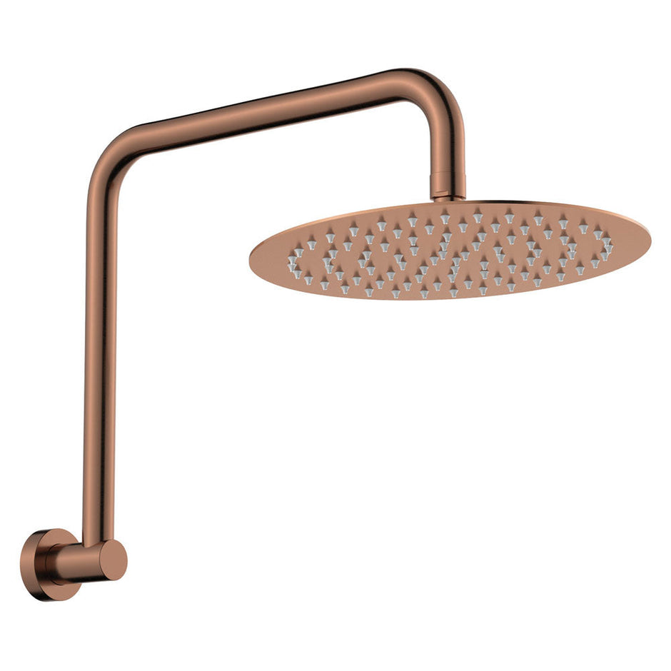 Kaya Gooseneck Shower Arm Set in Brushed Copper