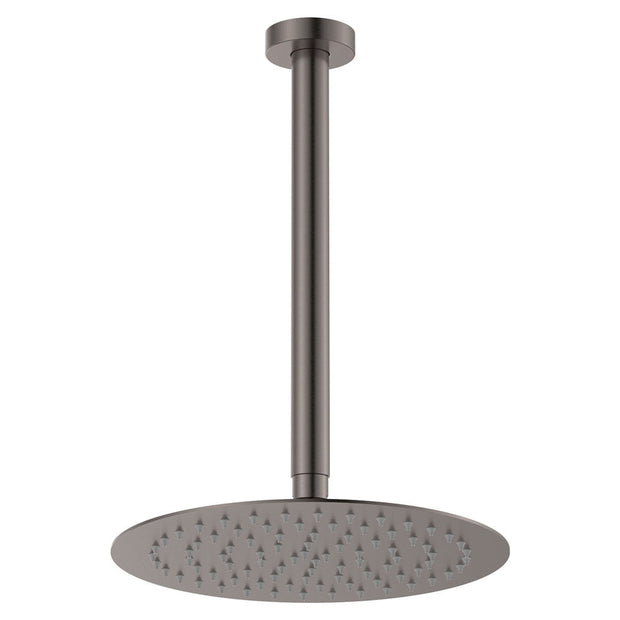 Kaya Ceiling Shower 250mm Head, 350mm Drop in Gun Metal