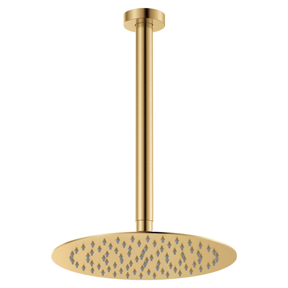 Kaya Ceiling Shower 250mm Head, 350mm Drop in Urban Brass