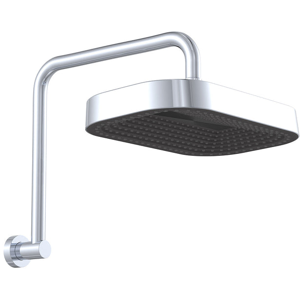 Kuro Gooseneck Shower Arm Set, Soft Square Head in Chrome