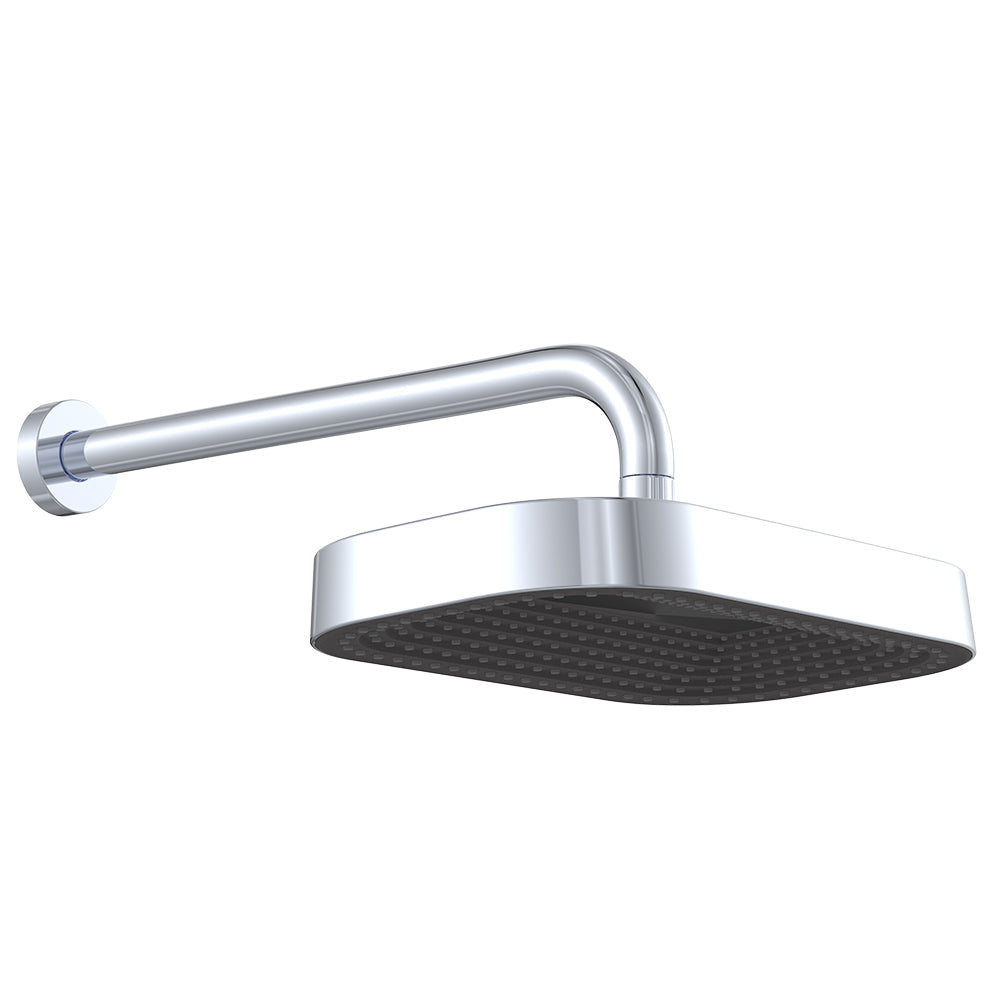 Kuro Shower Arm Set, Soft Square Head in Chrome