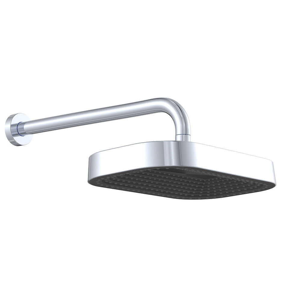 Kuro Shower Arm Set, Soft Square Head in Chrome