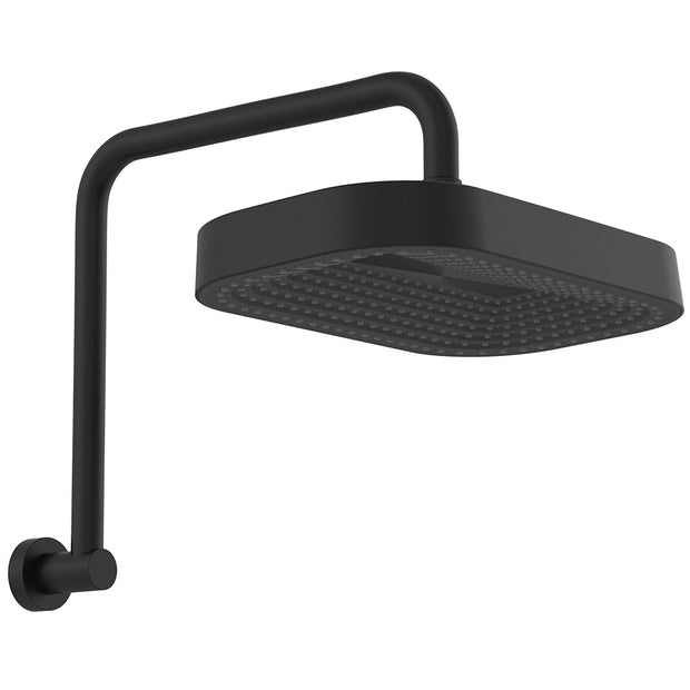 Kuro Gooseneck Shower Arm Set, Soft Square Head in Matte Black
