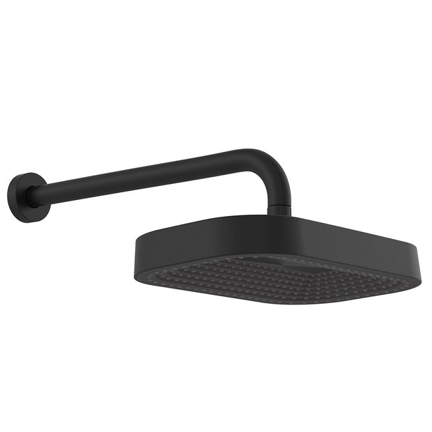 Kuro Shower Arm Set, Soft Square Head in Matte Black