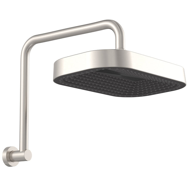 Kuro Gooseneck Shower Arm Set, Soft Square Head in Brushed Nickel