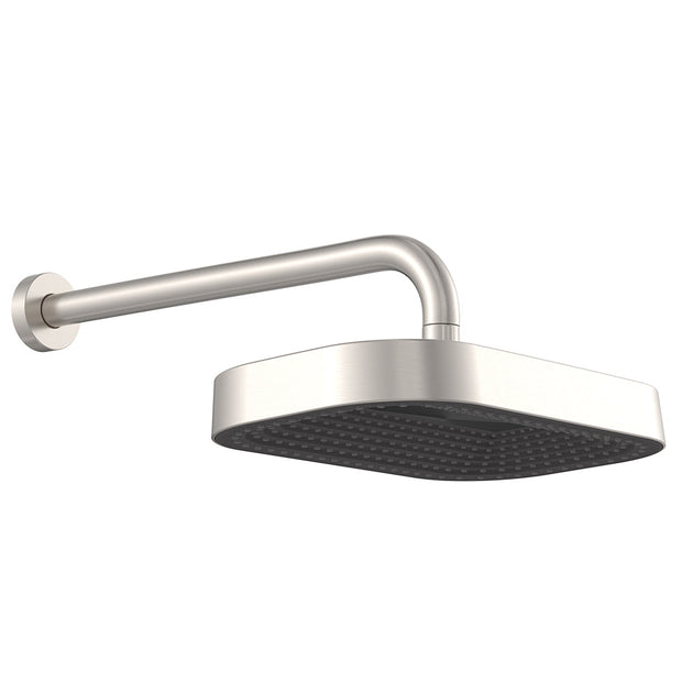 Kuro Shower Arm Set, Soft Square Head in Brushed Nickel