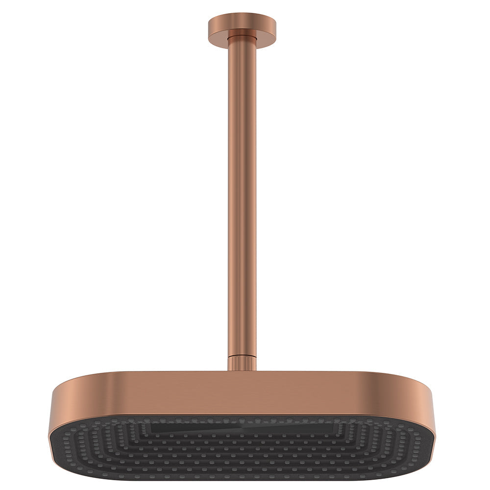 Kuro Shower Dropper Set, Soft Square Head in Brushed Copper