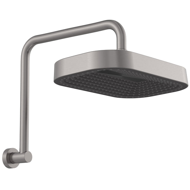 Kuro Gooseneck Shower Arm Set, Soft Square Head in Gun Metal