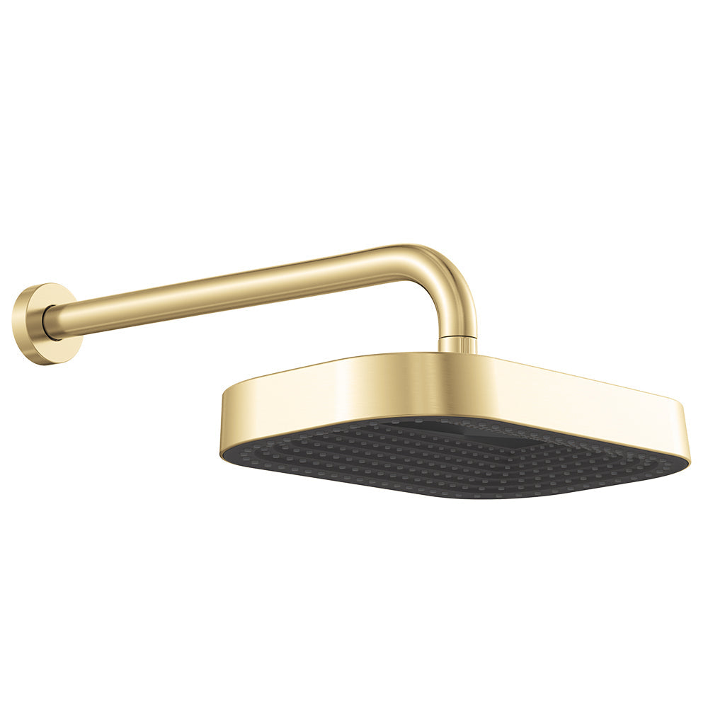 Kuro Shower Arm Set, Soft Square Head in Urban Brass