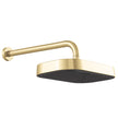 Kuro Shower Arm Set, Soft Square Head in Urban Brass