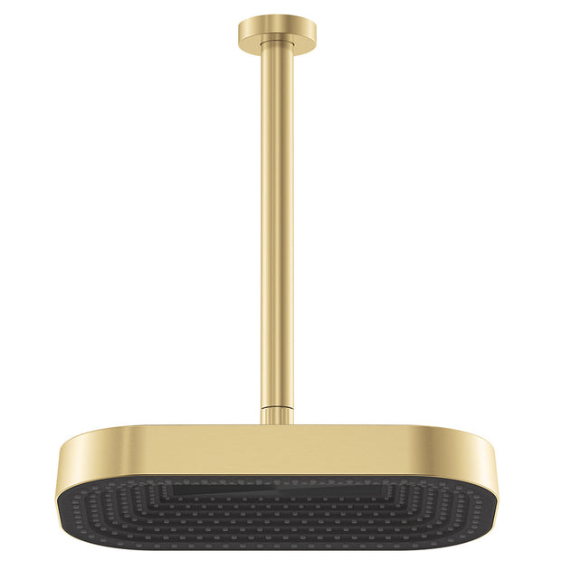 Kuro Shower Dropper Set, Soft Square Head in Urban Brass