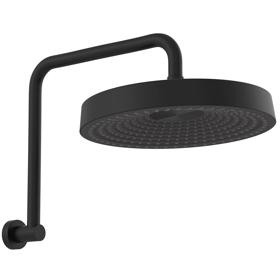 Kuro Gooseneck Shower Arm Set, Round Head in Matte Black