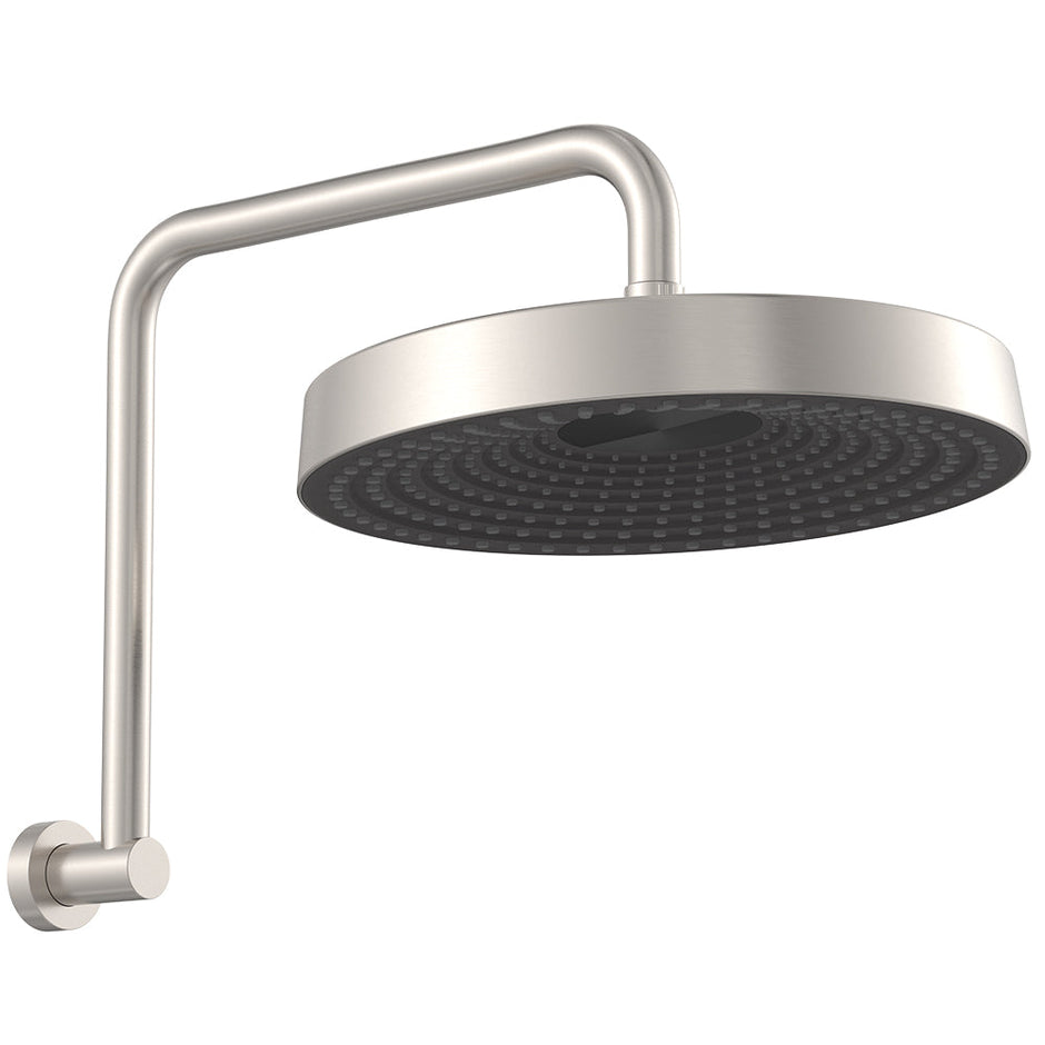 Kuro Gooseneck Shower Arm Set, Round Head in Brushed Nickel