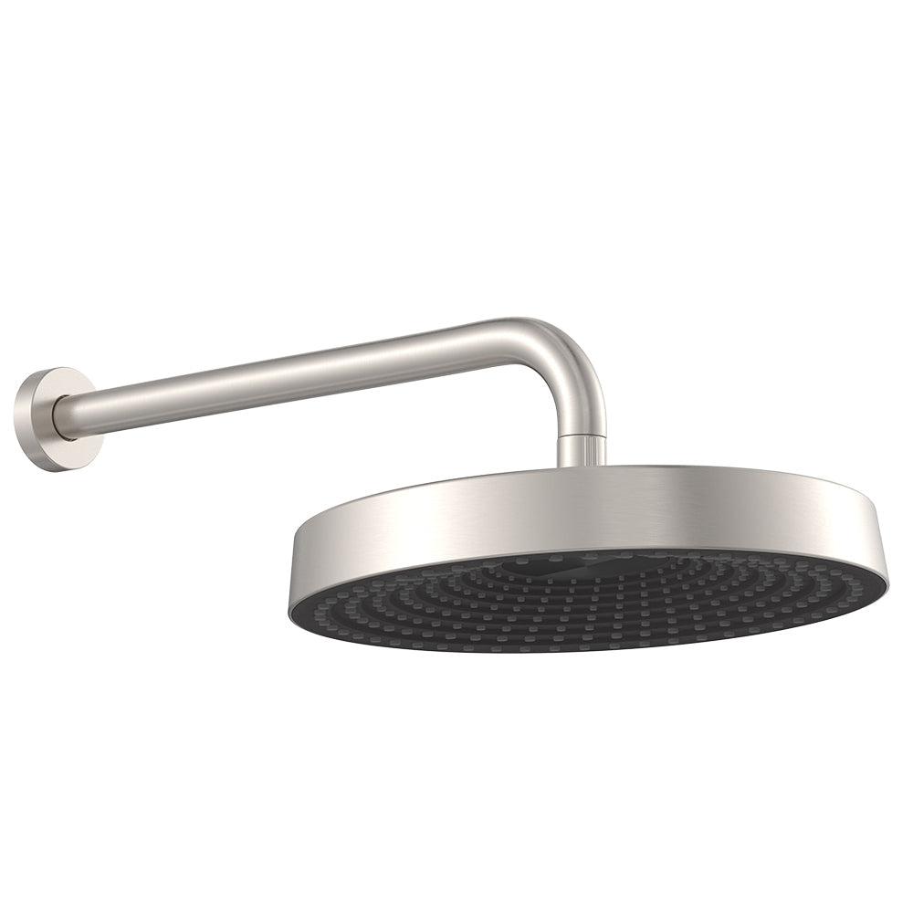 Kuro Shower Arm Set, Round Head in Brushed Nickel