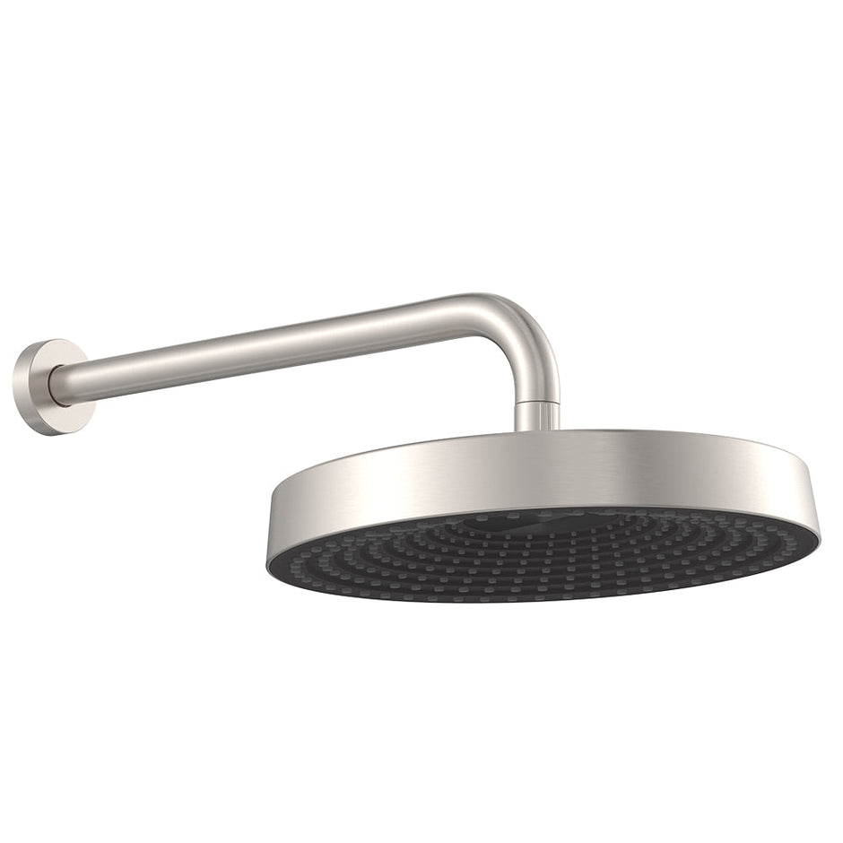 Kuro Shower Arm Set, Round Head in Brushed Nickel