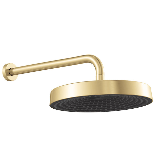 Kuro Shower Arm Set, Round Head in Urban Brass