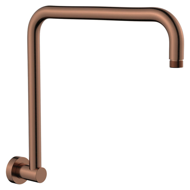 Round Fixed Gooseneck Shower Arm in Brushed Copper