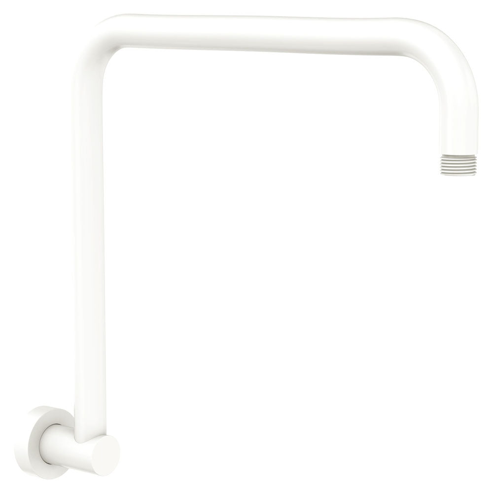 Round Fixed Gooseneck Shower Arm in Matte White