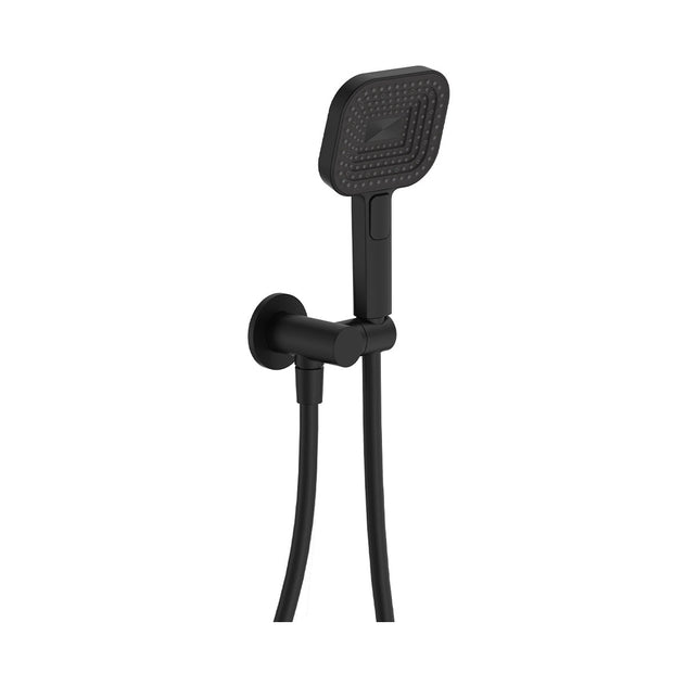 Kuro Hand Shower, Round Plate, Soft Square Head in Matte Black
