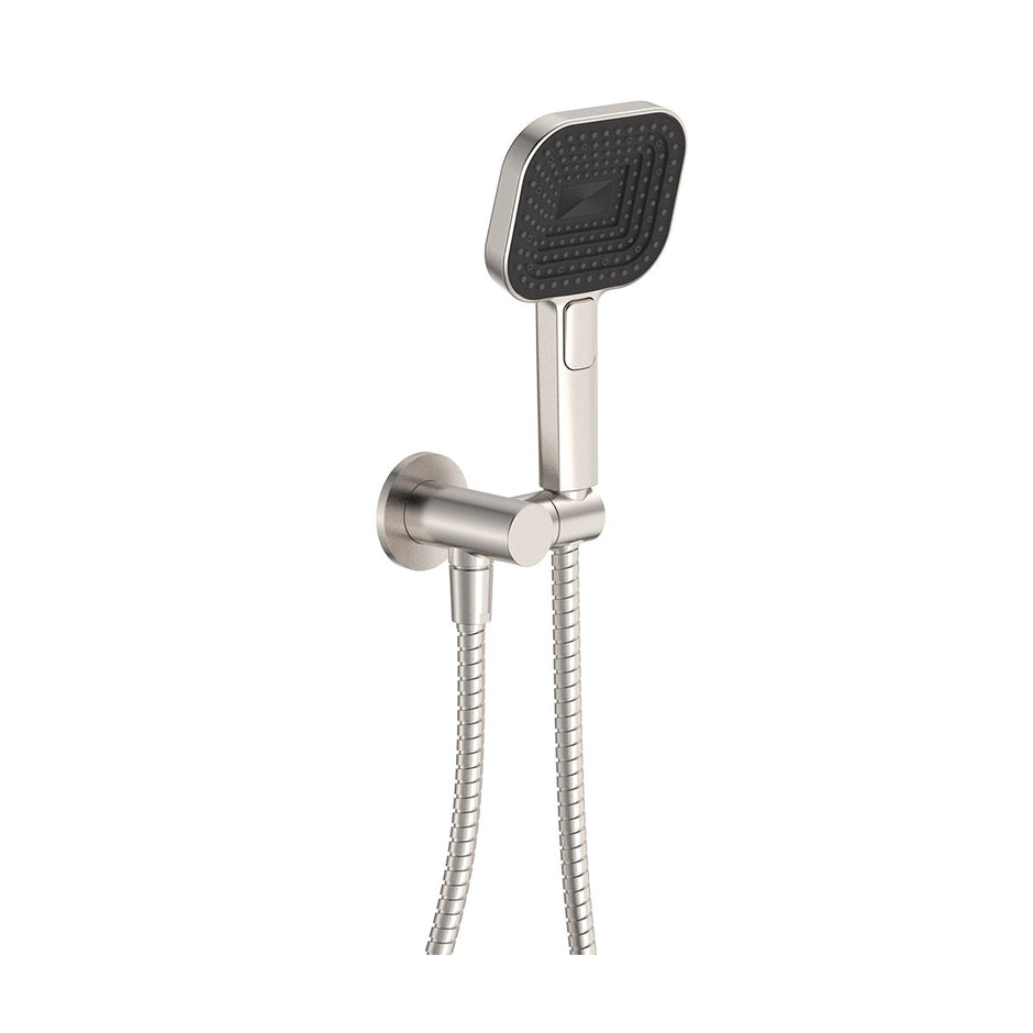 Kuro Hand Shower, Round Plate, Soft Square Head in Brushed Nickel