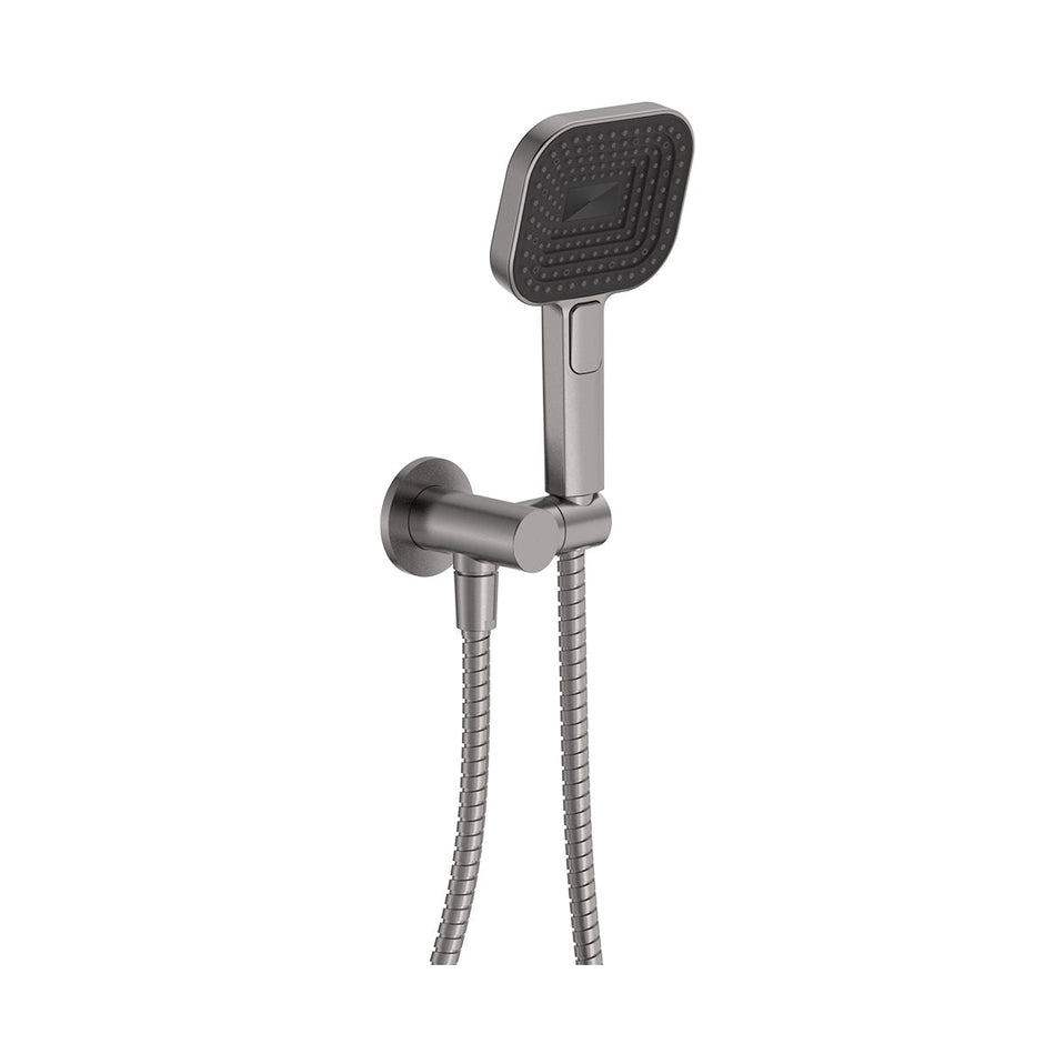 Kuro Hand Shower, Round Plate, Soft Square Head in Gun Metal