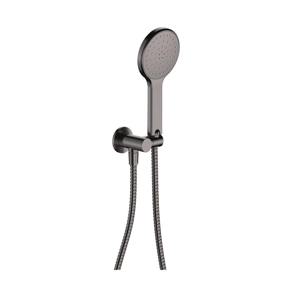 Kaya Hand Shower, Round Plate in Gun Metal