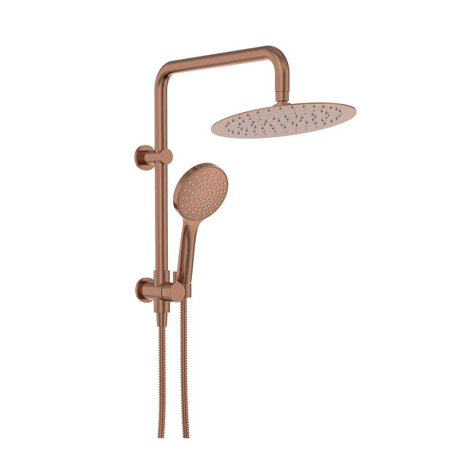 Kaya Twin Half-Rail Shower in Brushed Copper