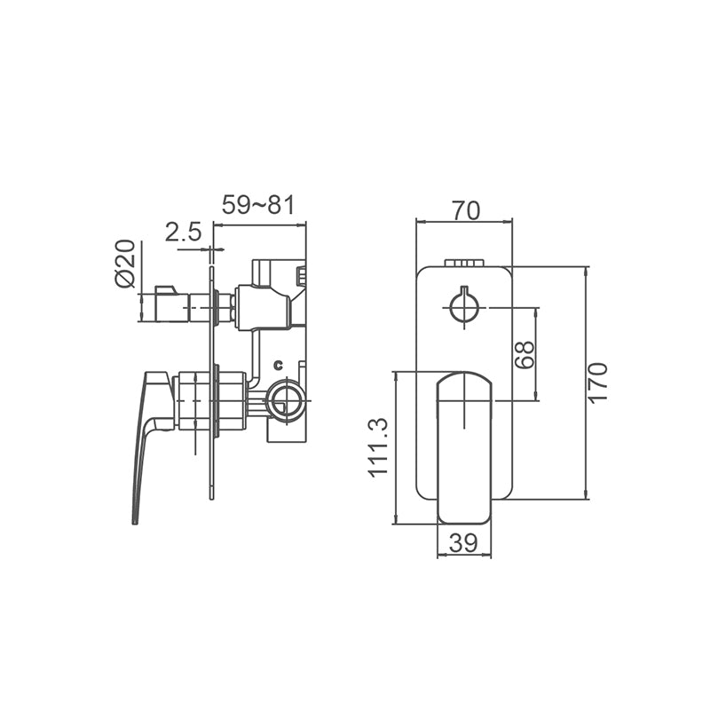 Zenmo Bravo-II Shower Mixer with Diverter