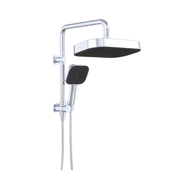 Kuro Twin Half-Rail Shower, Soft Square Head in Chrome
