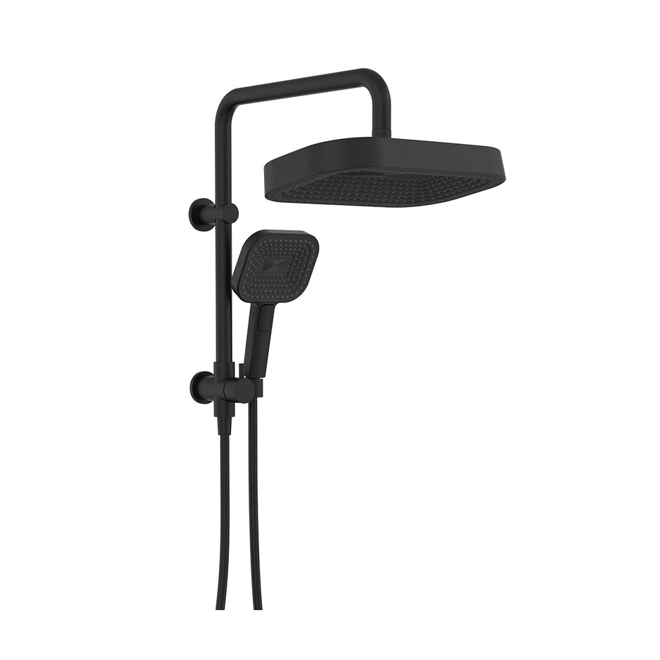 Kuro Twin Half-Rail Shower, Soft Square Head in Matte Black