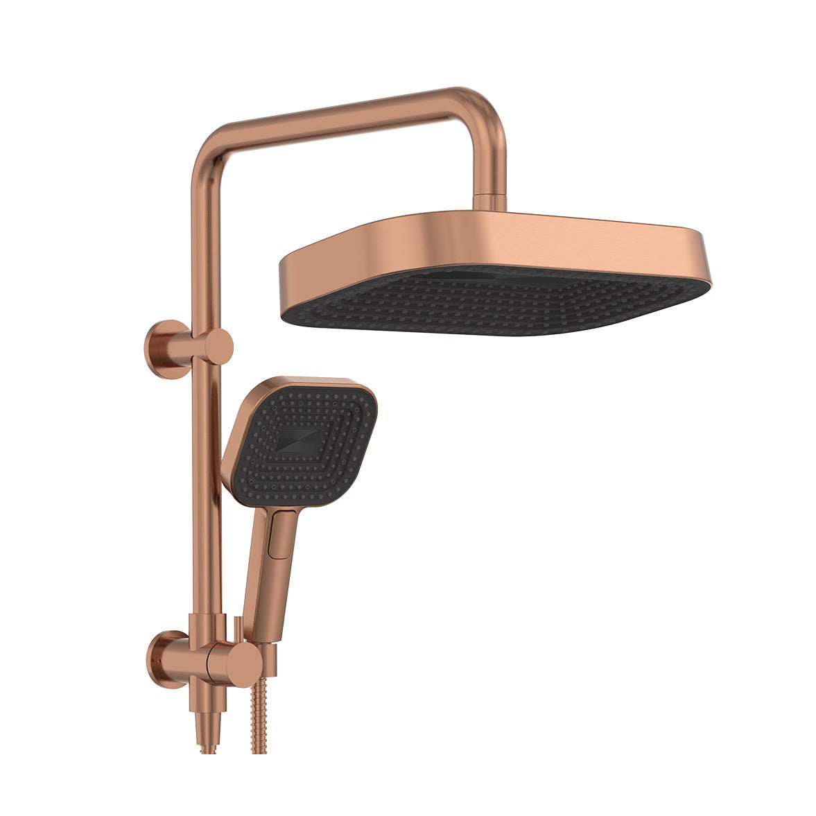 Kuro Twin Half-Rail Shower, Soft Square Head
