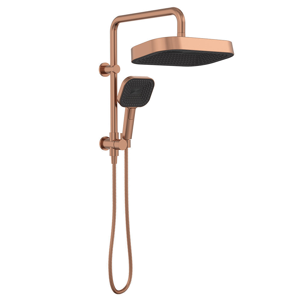 Kuro Twin Half-Rail Shower, Soft Square Head