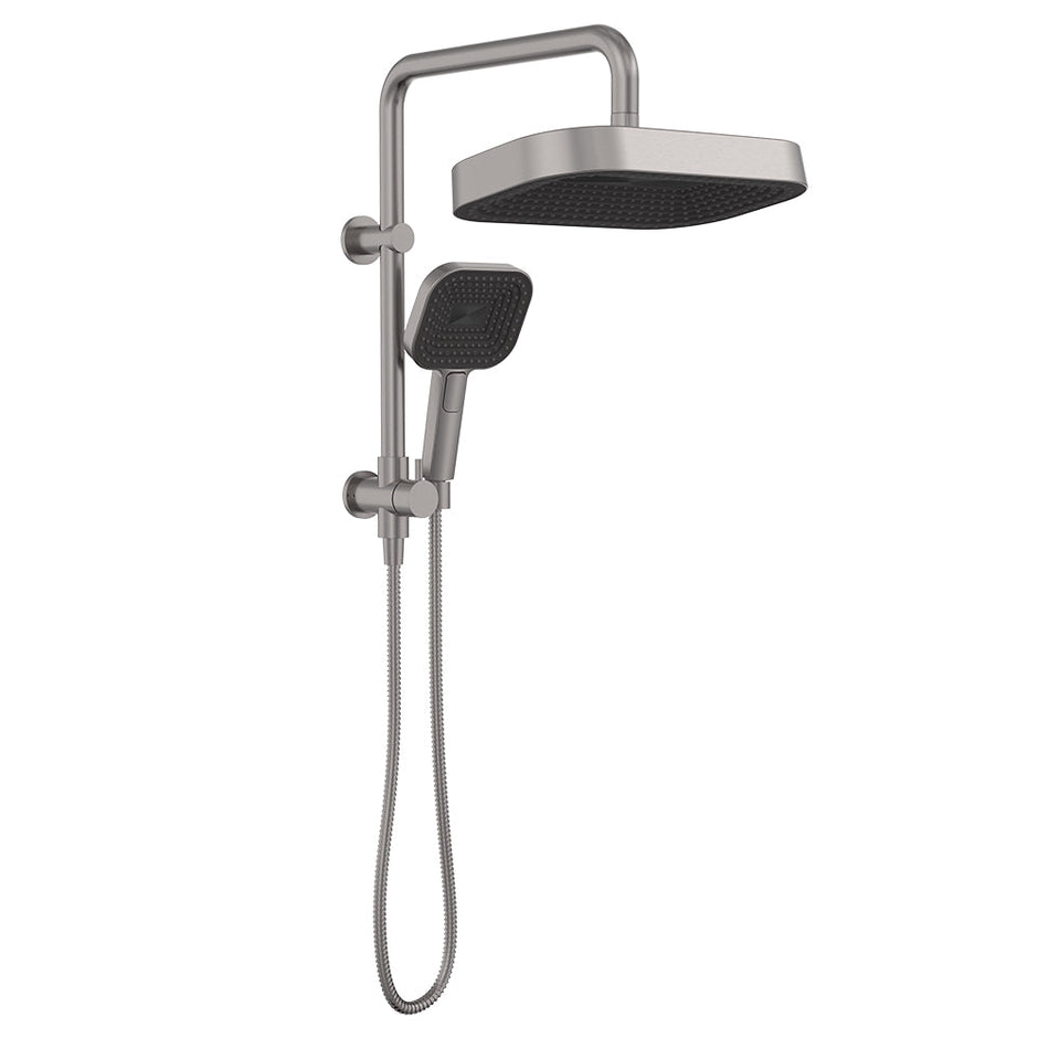 Kuro Twin Half-Rail Shower, Soft Square Head
