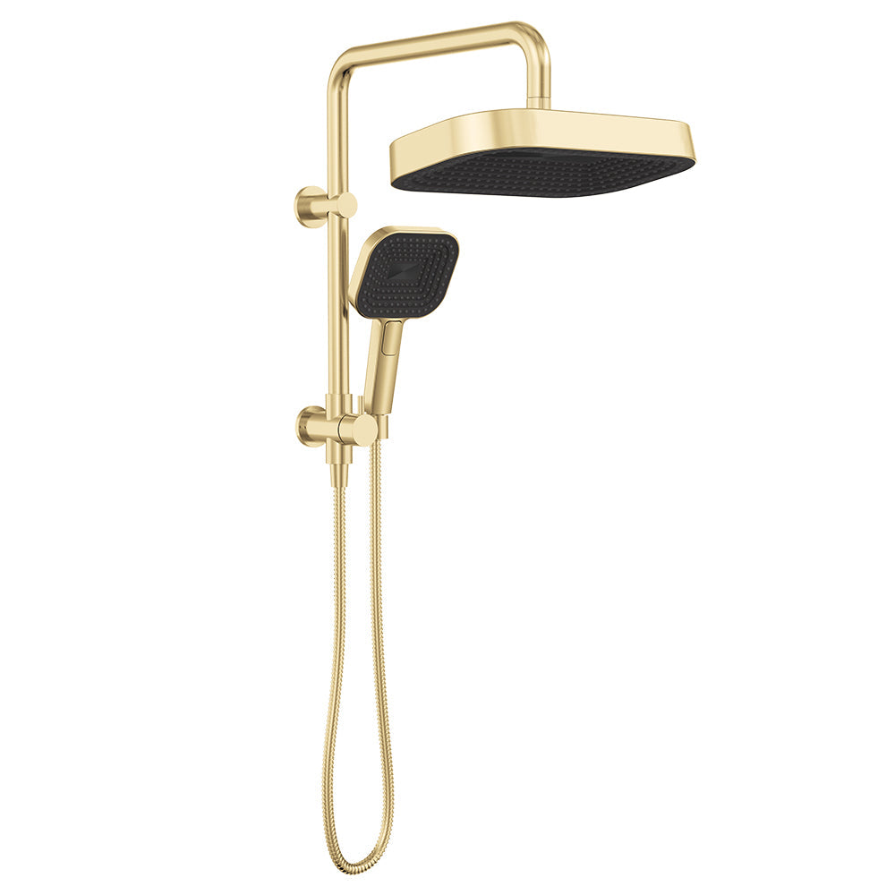 Kuro Twin Half-Rail Shower, Soft Square Head