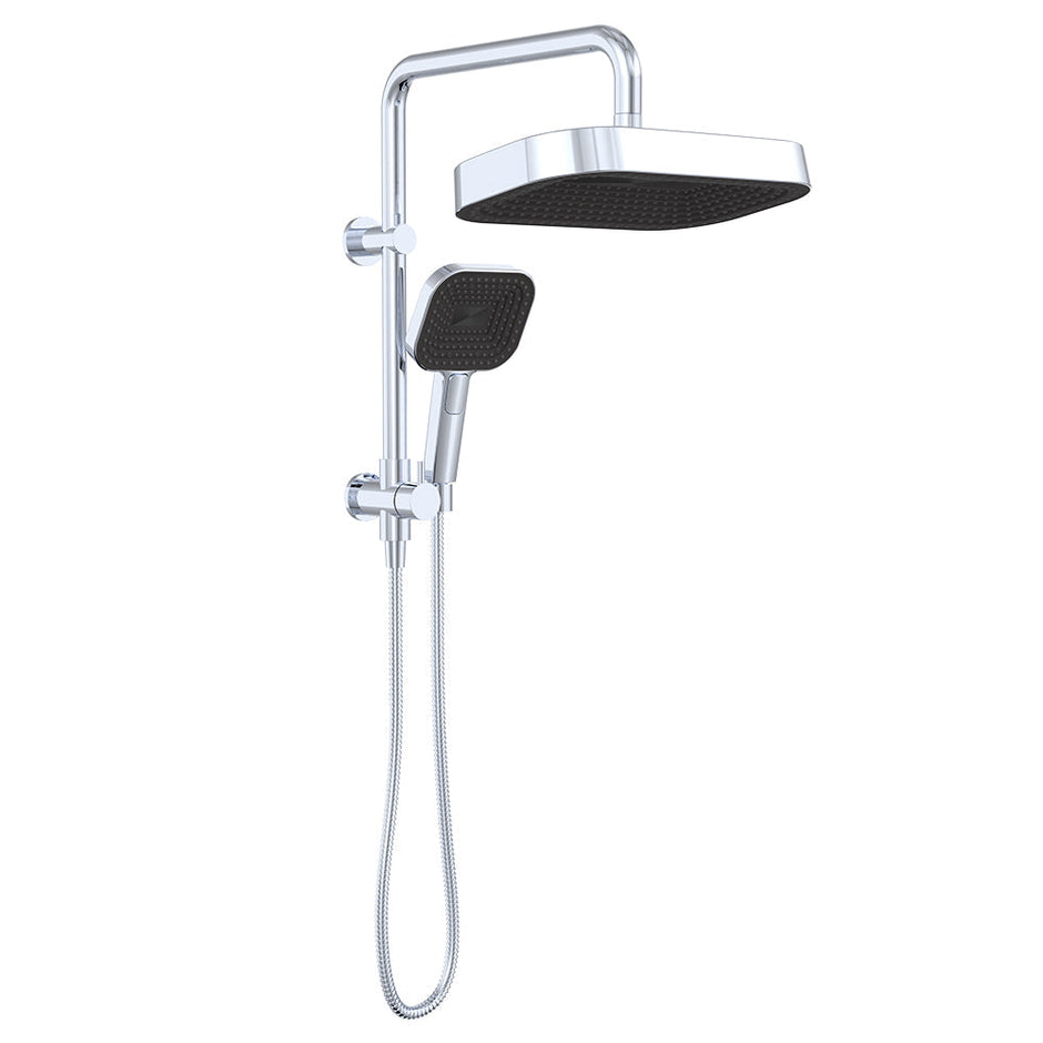 Kuro Twin Half-Rail Shower, Soft Square Head