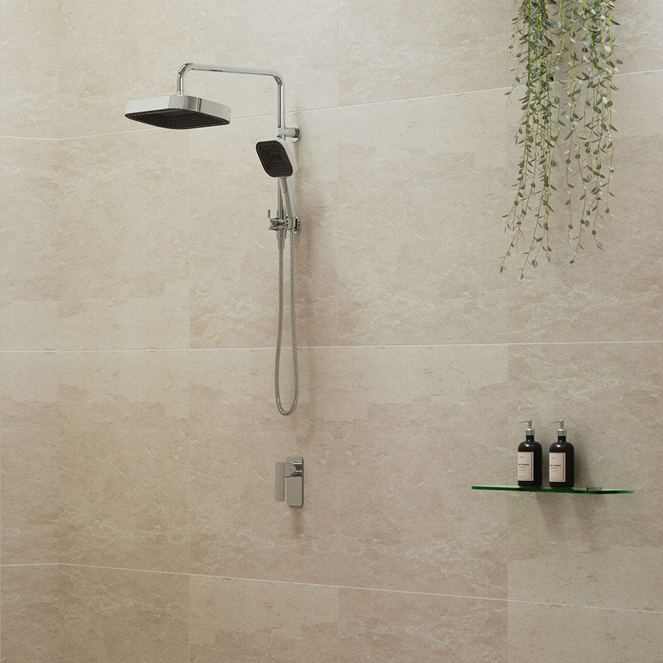 Kuro Twin Half-Rail Shower, Soft Square Head