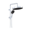 Kuro Twin Half-Rail Shower, Round Head in Chrome