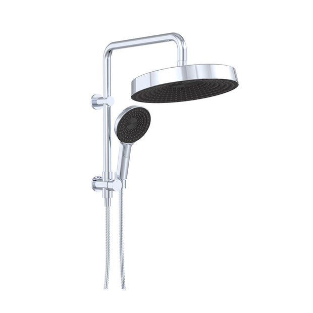 Kuro Twin Half-Rail Shower, Round Head in Chrome