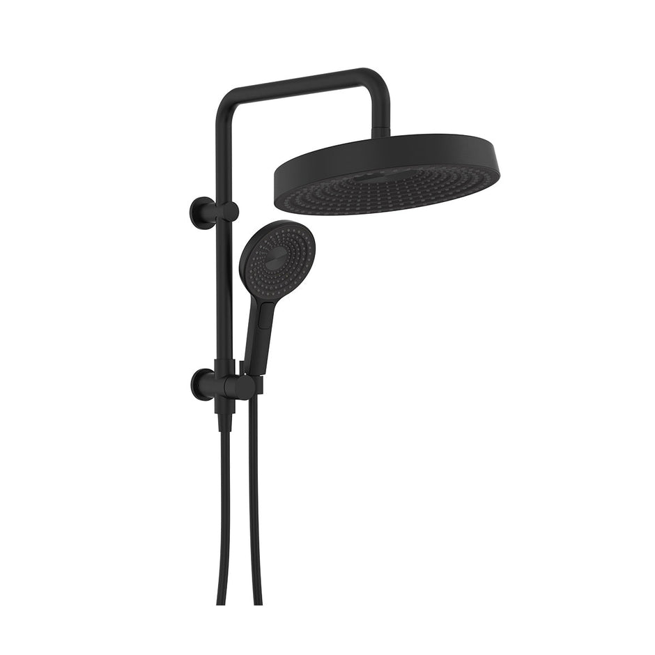 Kuro Twin Half-Rail Shower, Round Head in Matte Black