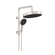 Kuro Twin Half-Rail Shower, Round Head in Brushed Nickel
