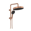Kuro Twin Half-Rail Shower, Round Head in Brushed Copper