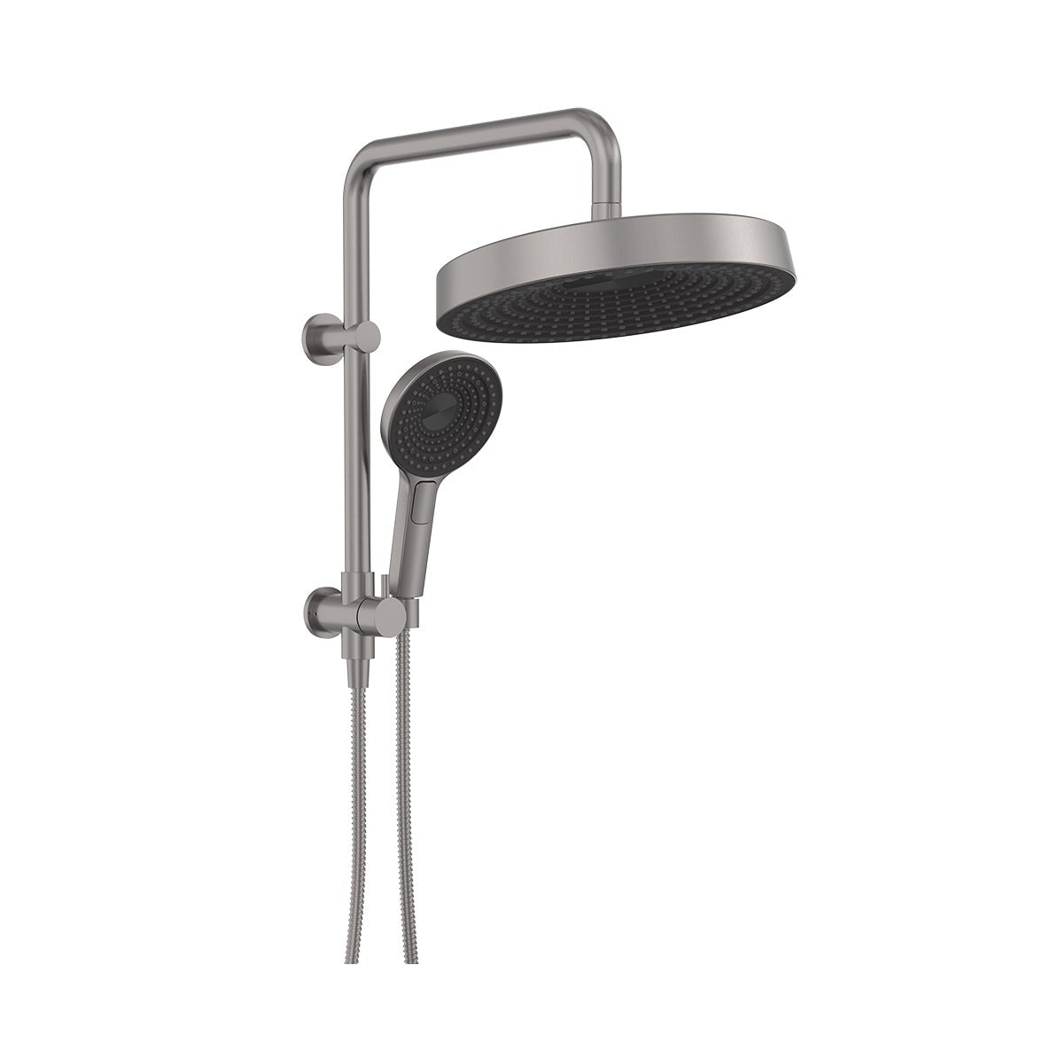 Kuro Twin Half-Rail Shower, Round Head in Gun Metal