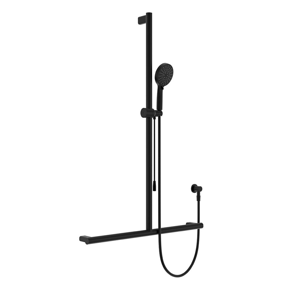 Care Inverted T Rail Shower with Push/Pull Slider in Matte Black