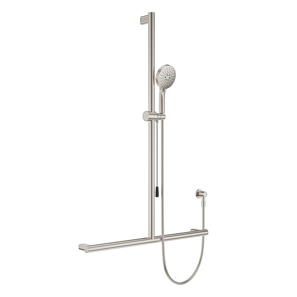 Care Inverted T Rail Shower with Push/Pull Slider in Brushed Nickel