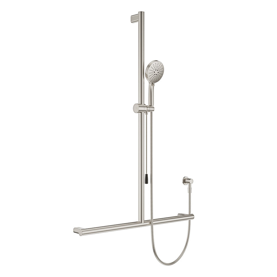 Care Inverted T Rail Shower with Push/Pull Slider in Brushed Nickel